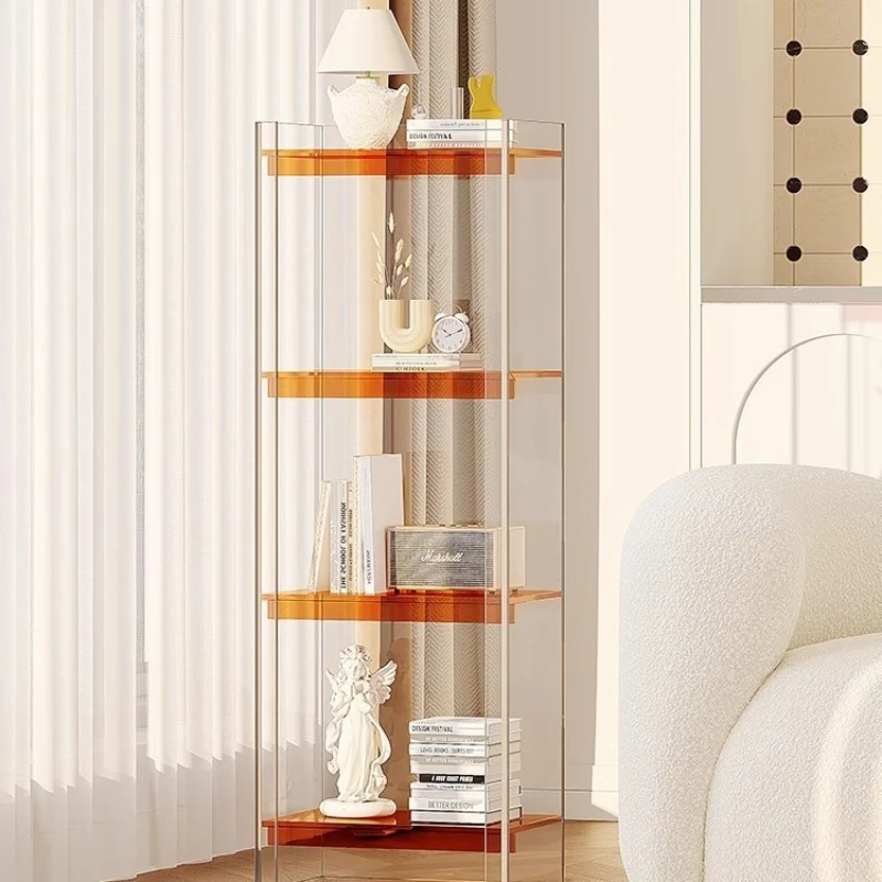 LTT Nordic light luxury narrow shelf acrylic bookcase living room small storage display stand