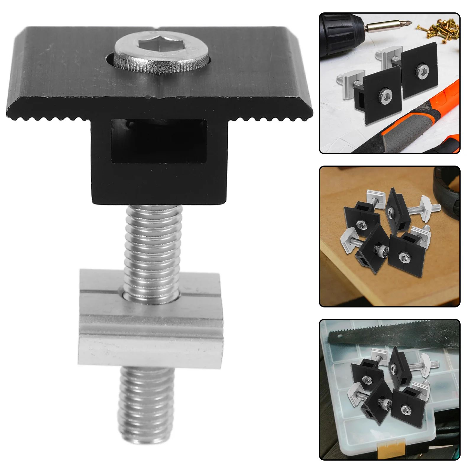 

4Pcs Solar Panel Mid Clamps Aluminum Alloy Durable Roof Mount Kit Predrilled Holes Screws Secure Solar Panel Mounting Brackets