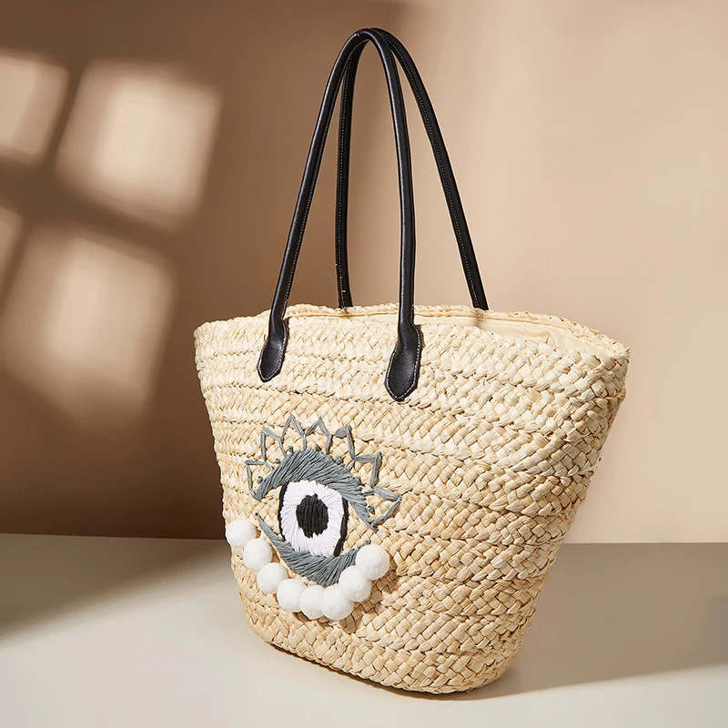 Summer Beach Bags For Women Tote Shoulder Woven Straw Braided Crochet Large Big Luxury Fashion Shopper Shopping Vintage Handbags