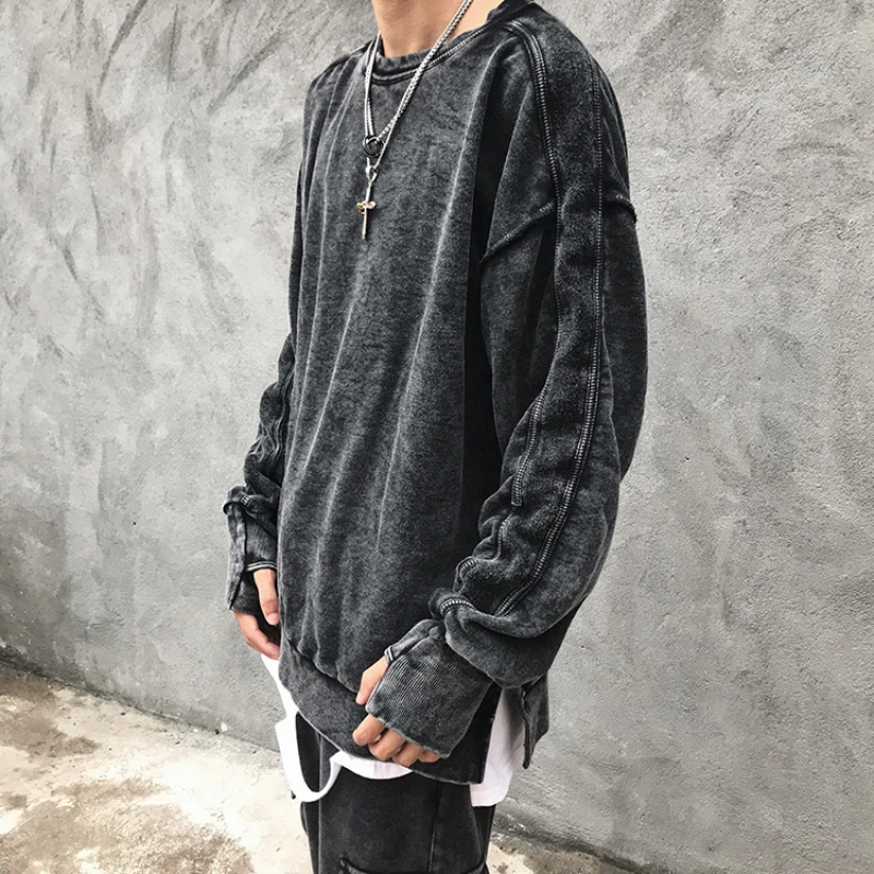 

Wasteland Style Clothes Woman Oversleeve Sweater Men's High Street Hip Hop Oversize Vintage Washed Split Coat