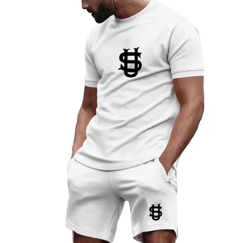 

2026 Leisure Summer Outdoor Sports Set - Men's Breathable Round-neck T-Shirt and Shorts Set