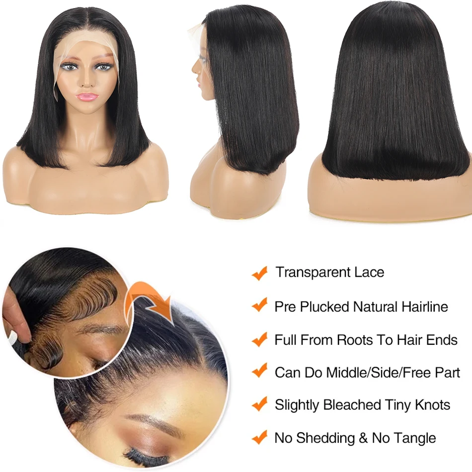 Peruki z krótkim bobem 13x4 Bone Straight Lace Front Human Hair Wigs Pre Plucked With Baby Hair For Women Straight HD Lace Frontal Wigs