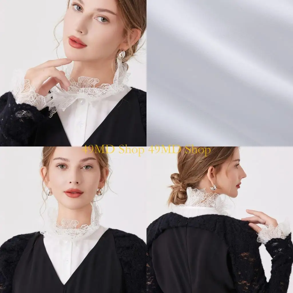 49md-lace-false-collar-with-matching-arm-sleeves-for-business-wear-comfortable-elastic-armwear-neckpiece-outfit-enhancer