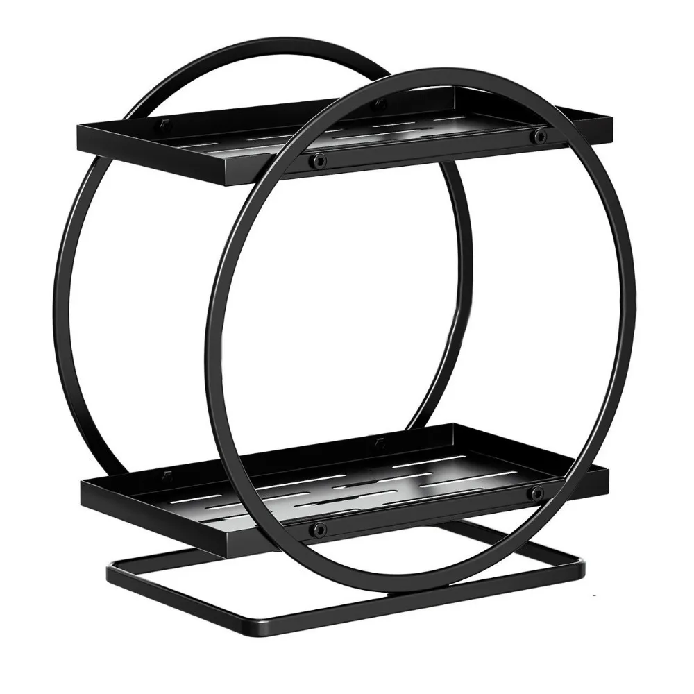 Soporte Circular de baño de oro negro, estante para cosméticos, estante de almacenamiento para ahorrar espacio, lápiz labial, Perfume, organizador de maquillaje, cocina