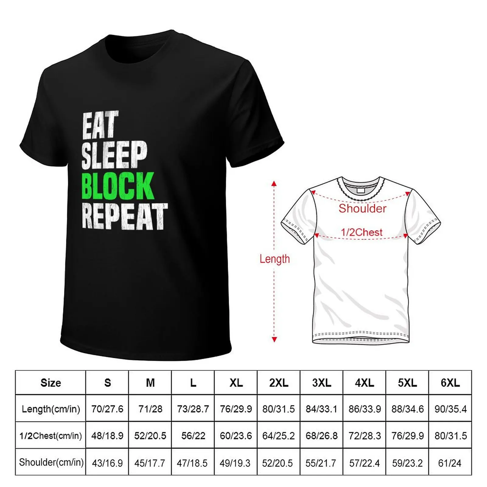 Funny Eat Sleep Block Repeat Football Lineman Athlete Shirt T-Shirt vintage clothes oversizeds Men's t-shirt