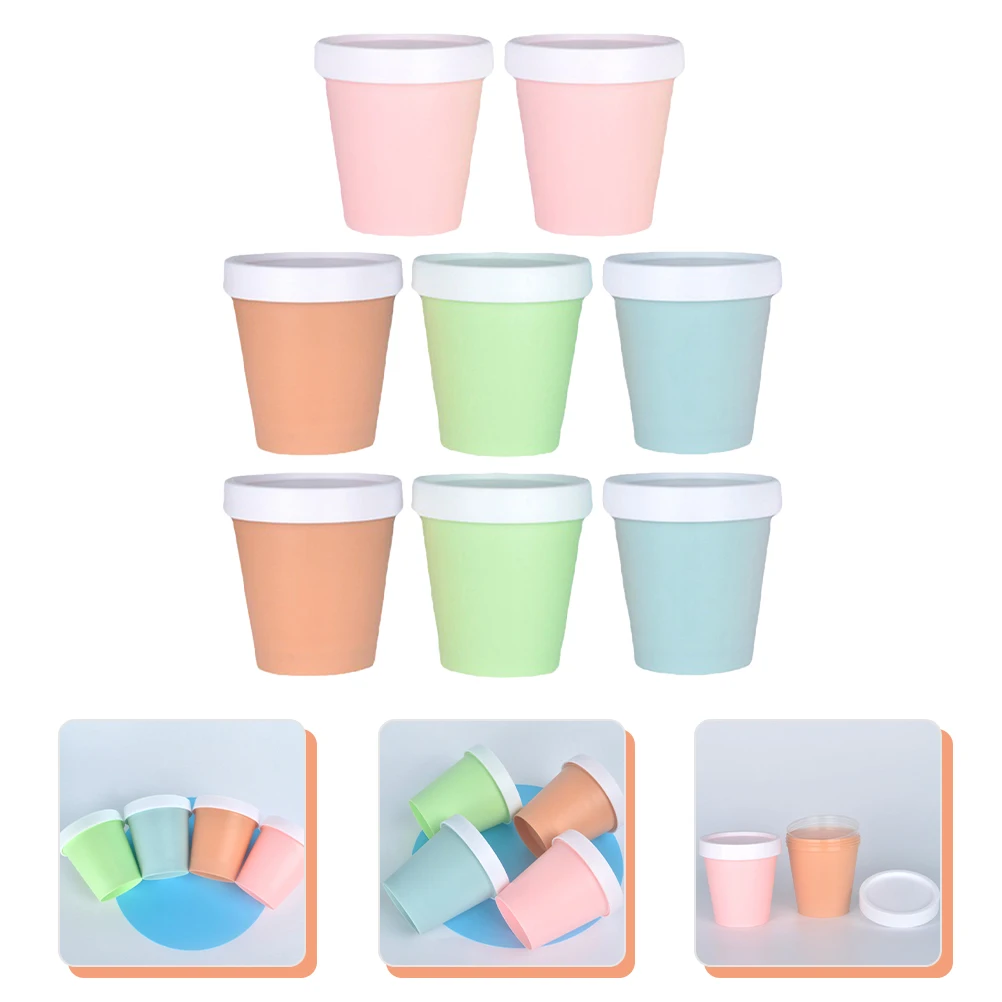 

Empty Aloe Containers Ice Cream Soup Soup Cups Bowls Lid Portable Travel Food Storage Yogurt Bowls Kitchen Barware