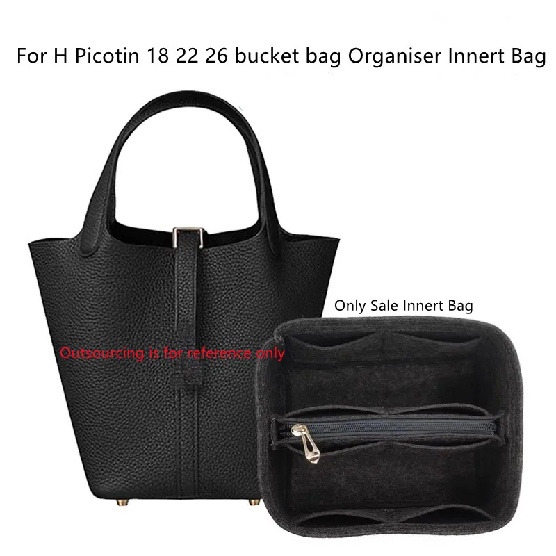 Only Sale Innert Bag Felt Insert Liner Purse Organiser Pouch Handbag Tote Bag Internal Bag For Picotin 18 22 26 bucket bag