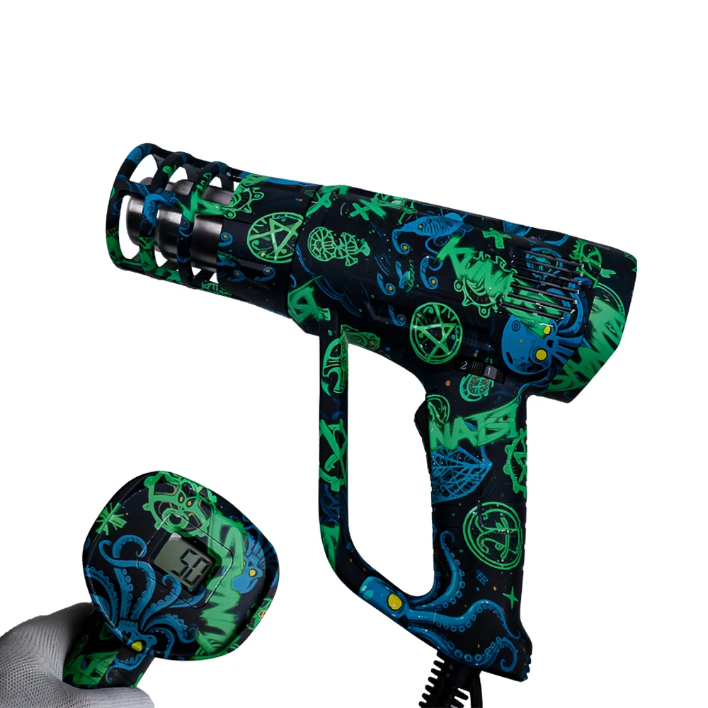 KUNAISI Pattern Heat Gun 2000W Rated Output Power With Digital Temperature Display Temperature Adjustable Heat Gun