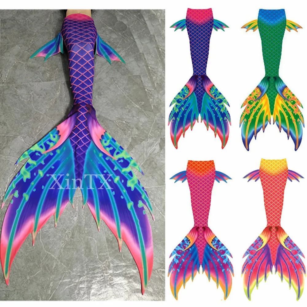 HD Printing Adult Large Tail with Bikini Aquarium Diving Show Swimsuits Vacation Big Mermaid Beach Wear Costumes