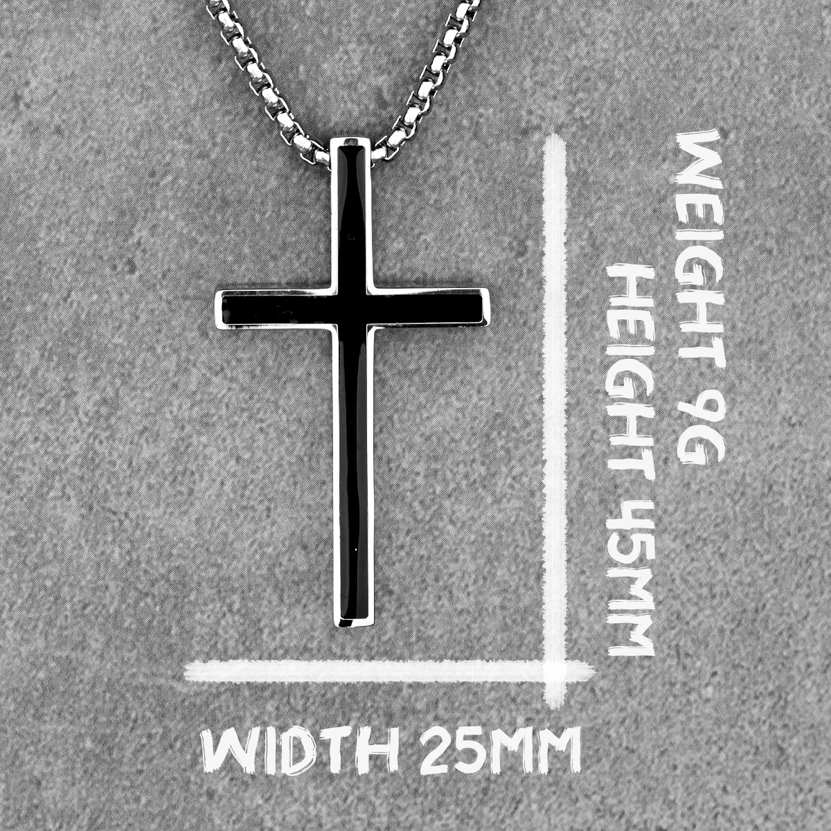 Simple Black Cross Long Men Necklace Pendants Chain Punk for Boyfriend Male Stainless Steel Jewelry Creativity Gift Wholesale