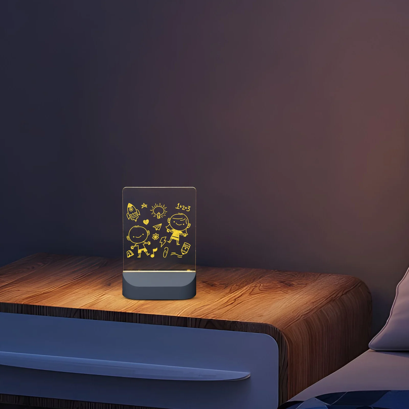 1 set 1 Set Led Acrylic Dry Erase Board Drawing Pad Night Light Reusable Creative Writing Surface For Art Play