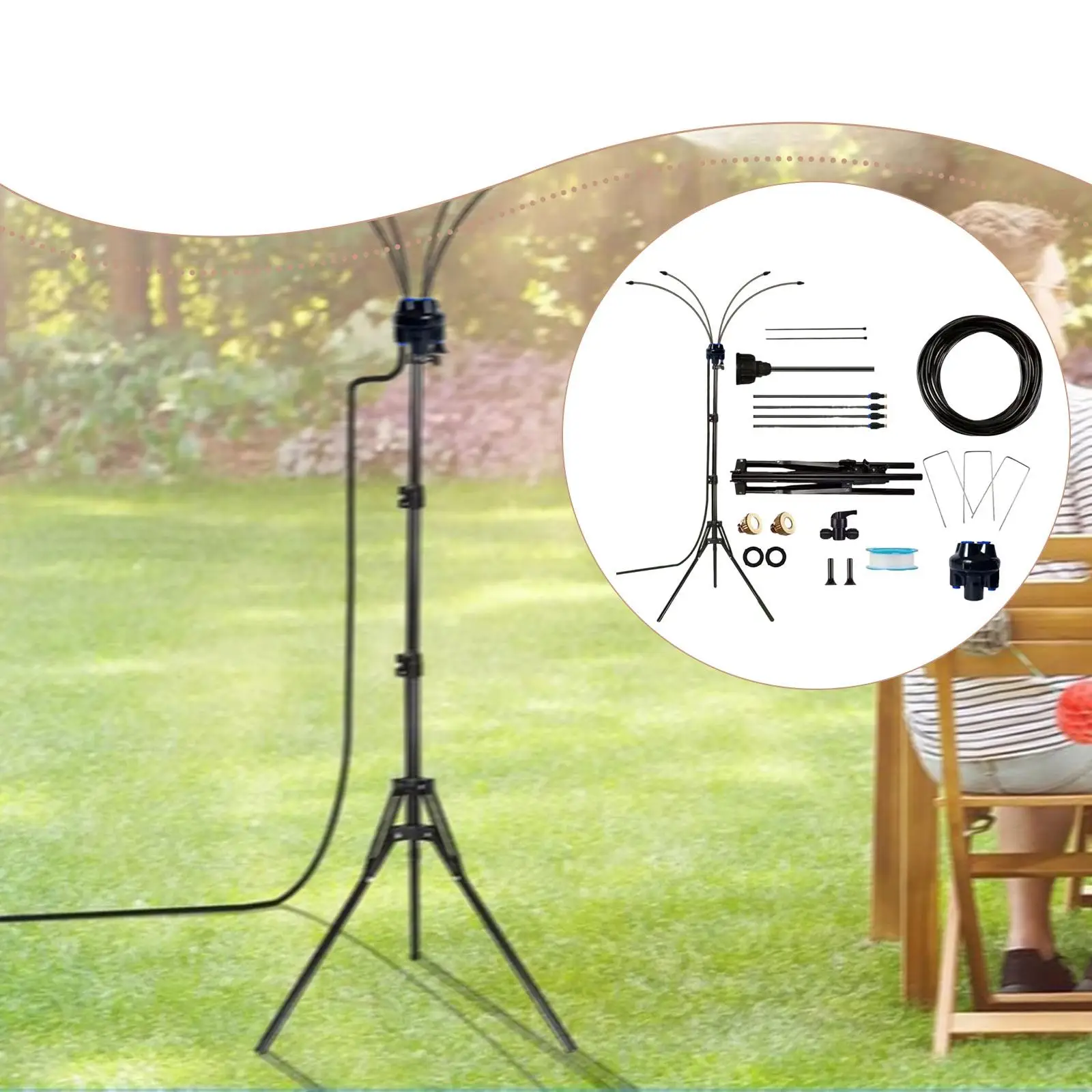 Standing Misters for Outside Patio, Easy to Install,Water Playing Sprinkler, Garden Patio Watering Mister, for Camping