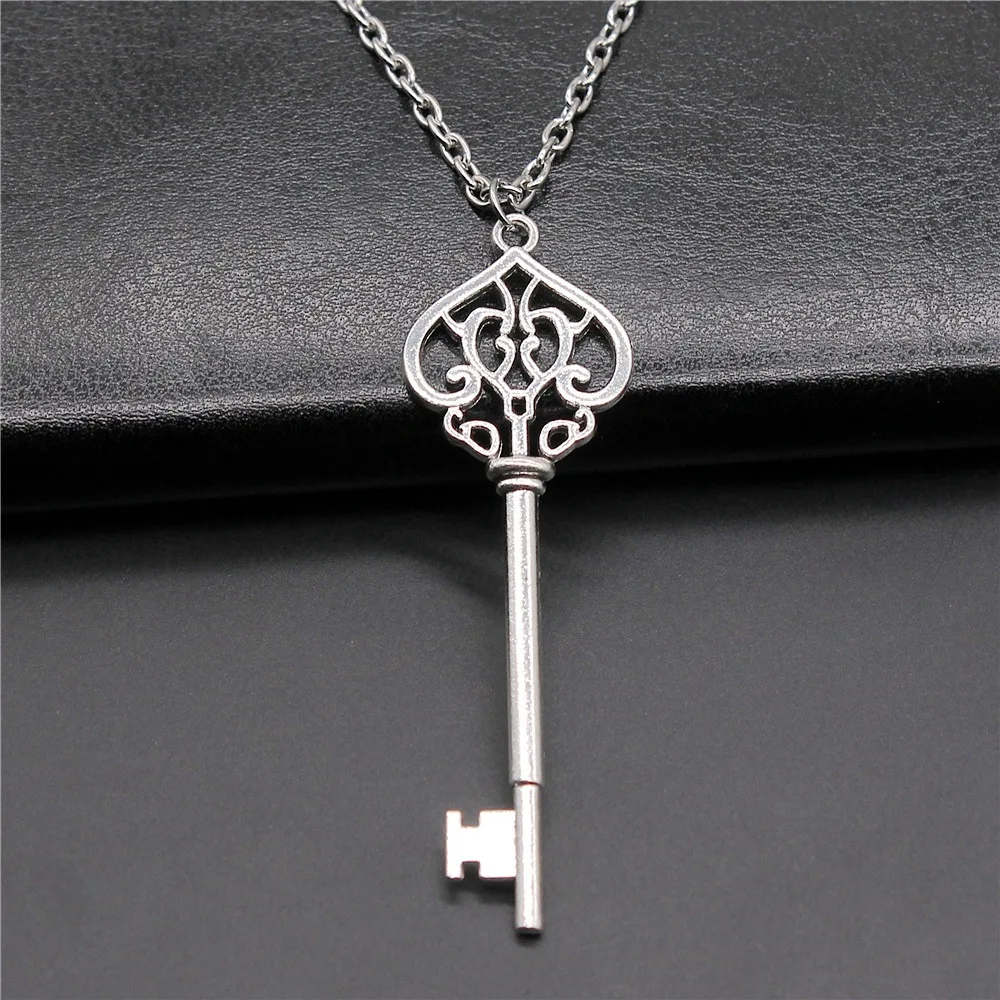 Dropshipping 2 Colors 69mm Key Pendant Necklace For Women Men Long Chain Necklace Jewelry Accessories