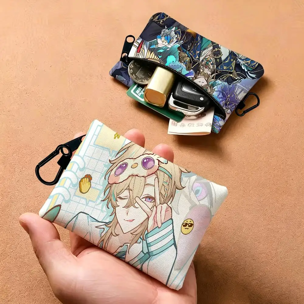 Honkai Star Rail game Lightweight Oxford Fabric Coin Purse Carabiner Hook Design Mini Card Key Organizer Bag