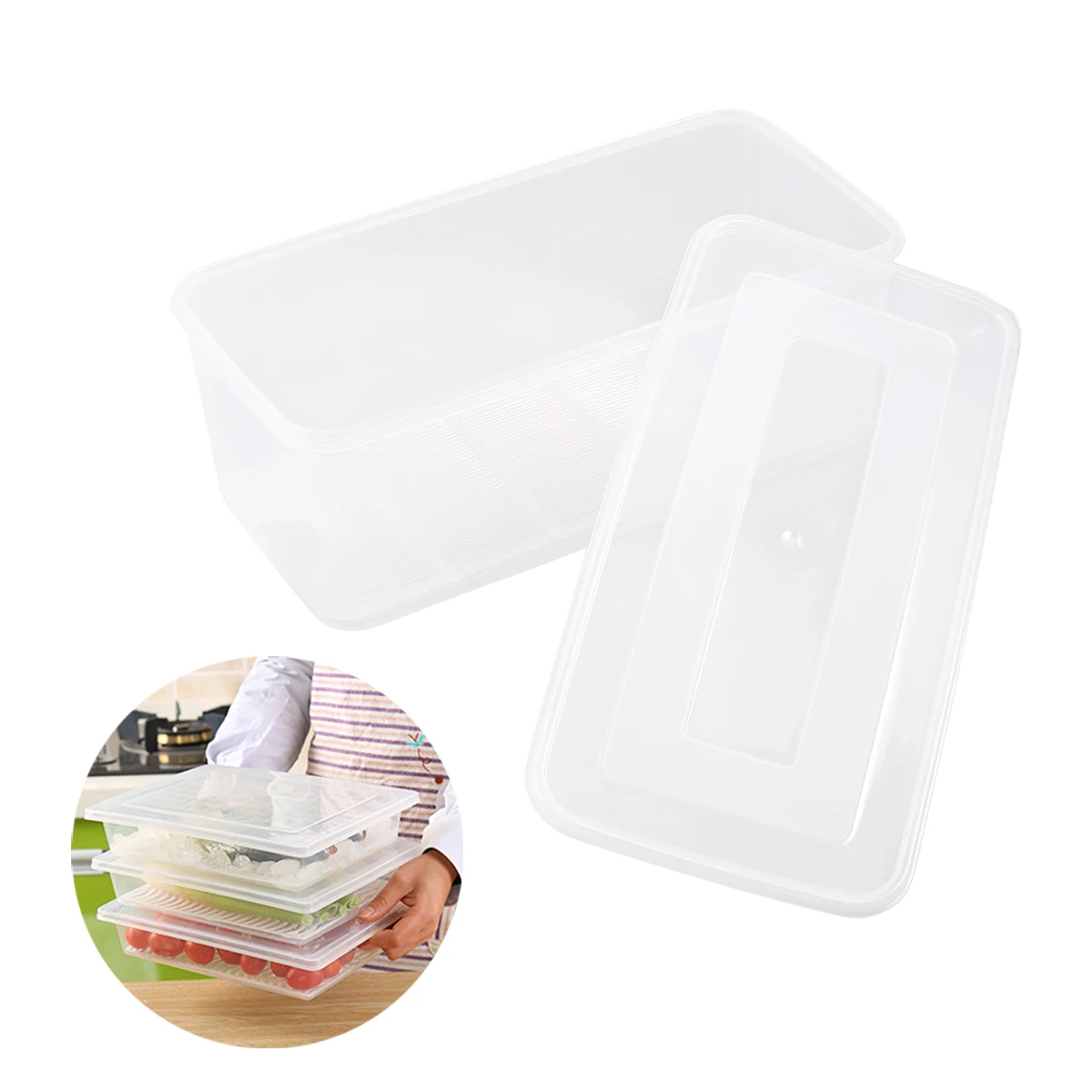 

Fruit Crisper Storage Container PP Material Kitchen Veggie Vegetable Home Transparent Refrigerator Fresh Tidy Drainer Practical