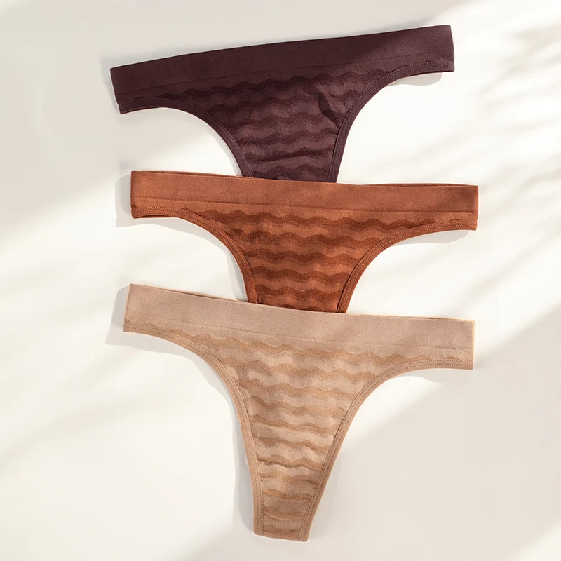 Hot Sale Wavy Stripes Thong Bragas De Mujer Sin Costura Ladies Panties Bragas Sin Costuras Seamless Underwear For Women