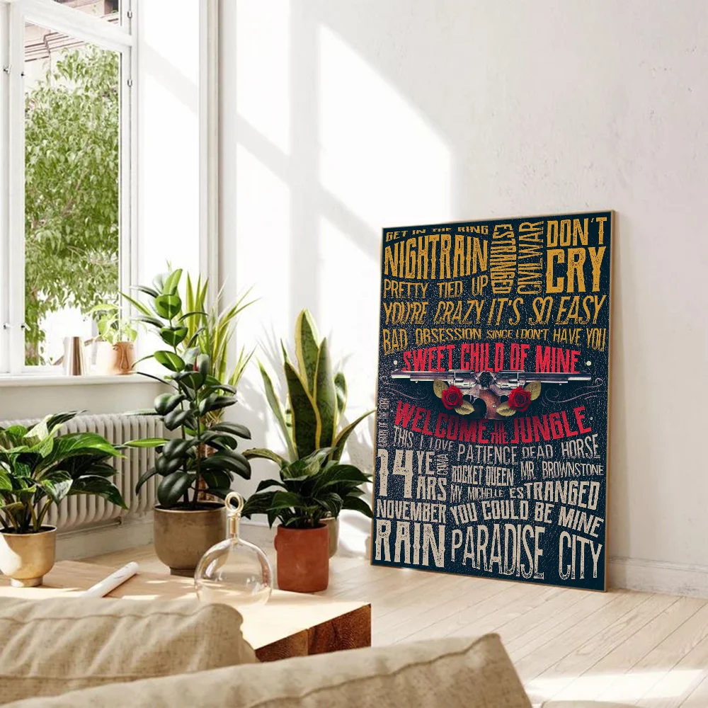 Vintage Rock Music Band G-Guns N Roses Classic Movie Posters Vintage Room Bar Cafe Decor Stickers Wall Painting