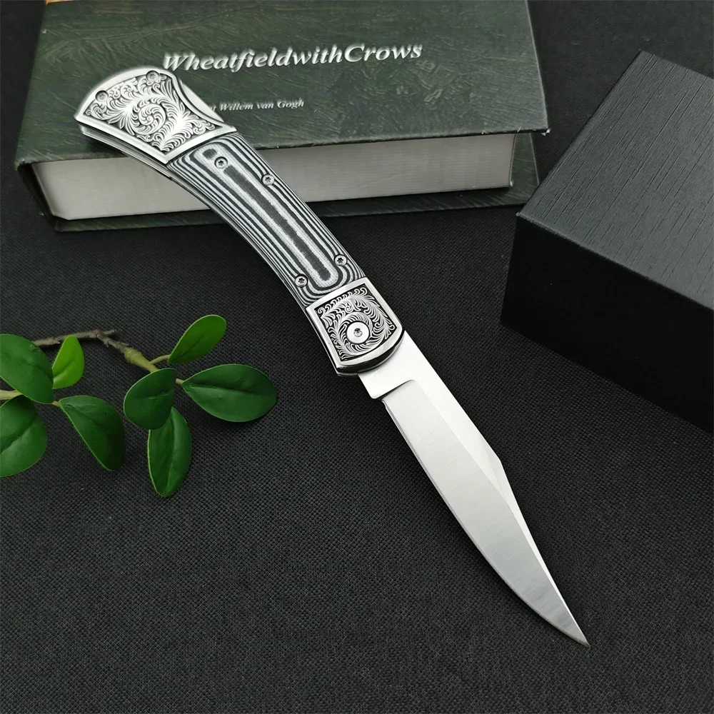 

D2 mirror blade outdoor tactical hunting knife gray micarta handle multifunctional fruit knife EDC camping rescue utility tool