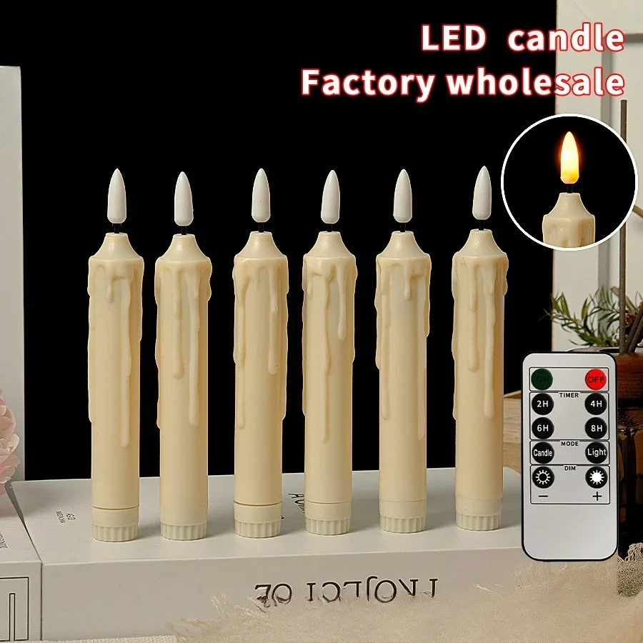 6pcs Flameless LED Taper Candles with Remote Flickering Electronic Candle Tea Lighting for Christmas Halloween Home Decor