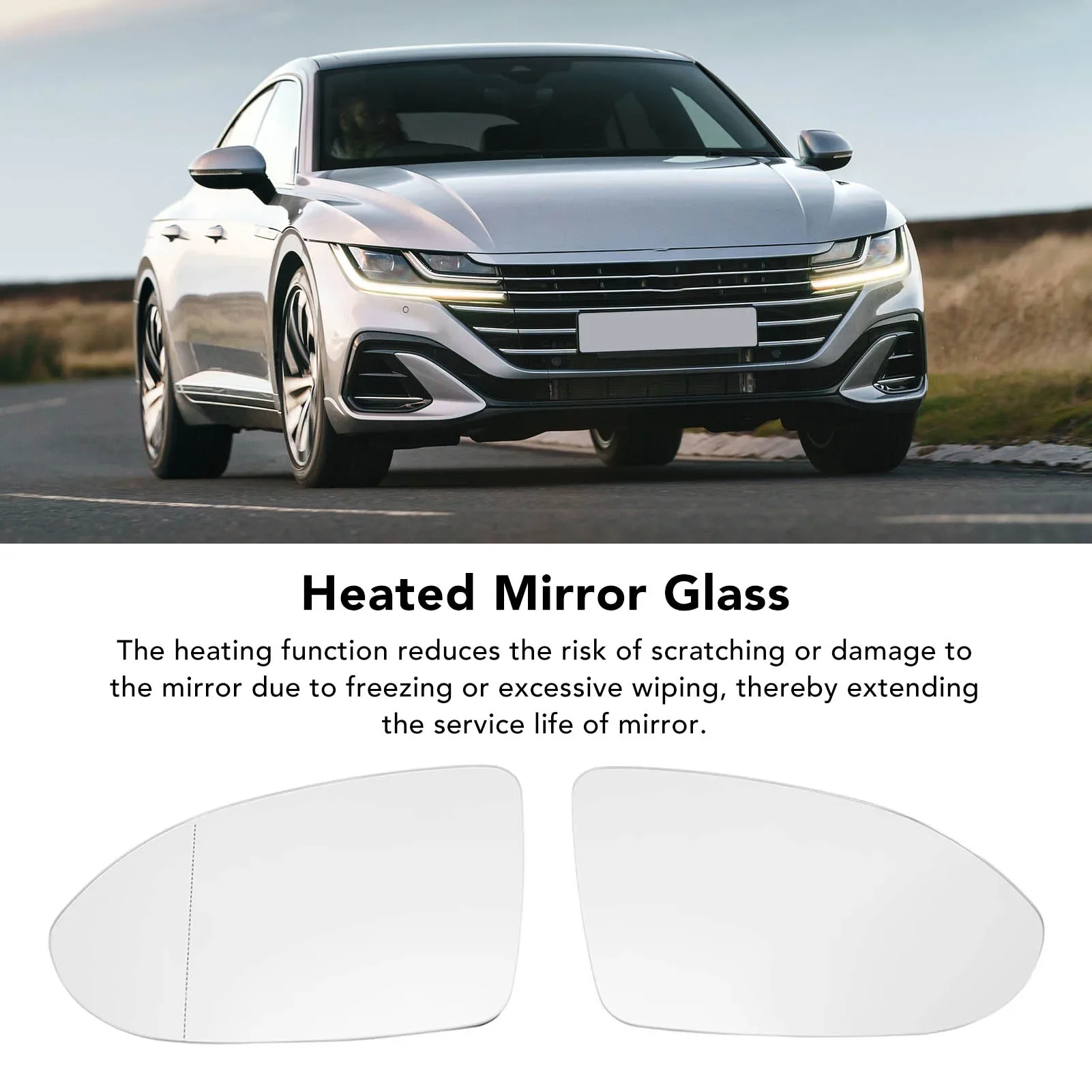 

1 Pair Heated Mirror Glass 3G0857521 Anti Fog Rapid Heating Left Right Side Rearview Mirror Glass For VW Arteon 2017-2020