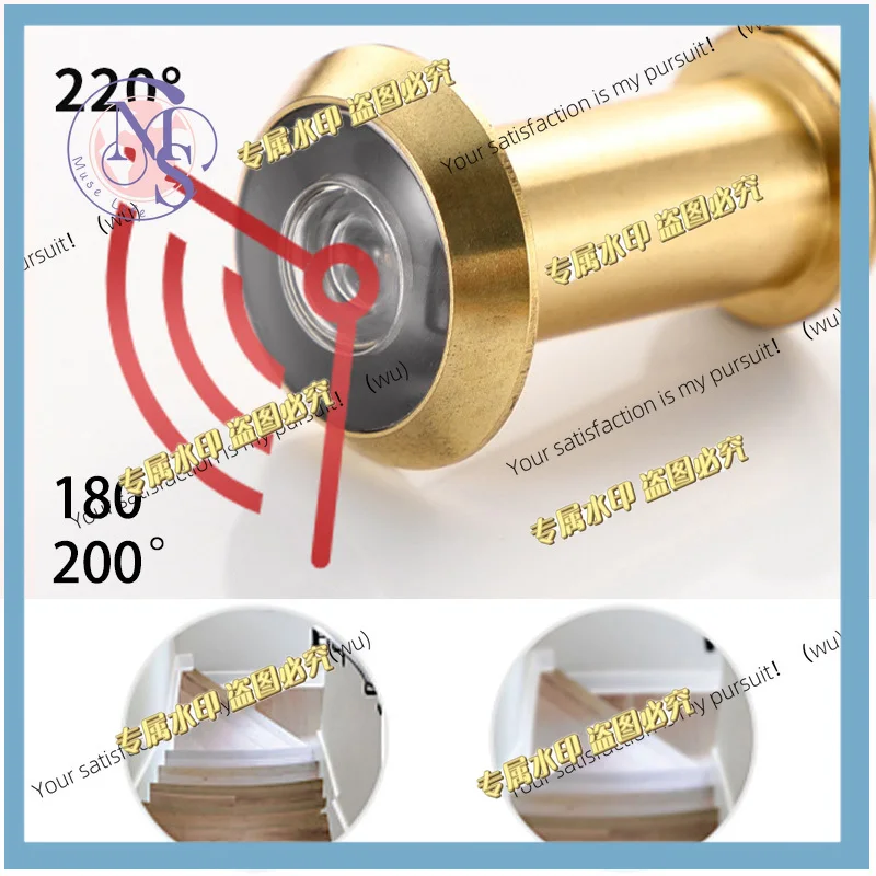 180°/200°/220°Brass Door Peephole Viewers for Home Security 14-24mm Diameter 35-80mm Thickness Gate Hardware