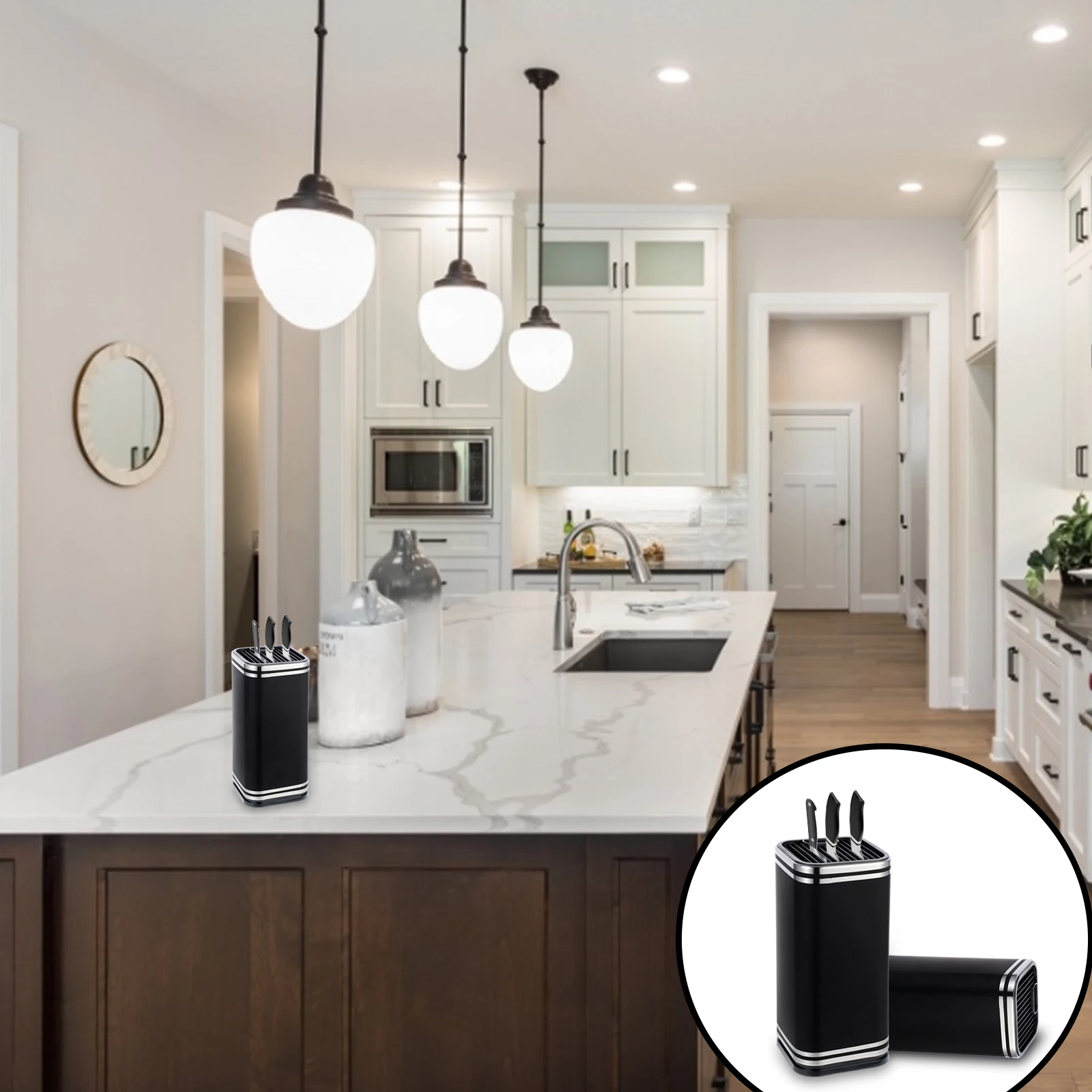 

8 Inch Stainless Steel Cutter Block Holder Organizer With Slots Kitchenware Storage Space-Saving Cutlery Stand For Forks Spoons