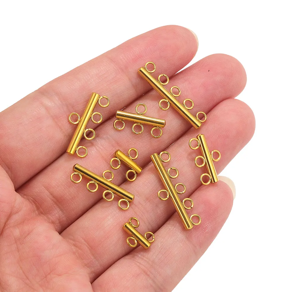 10pcs Gold Plated Stainless Steel Layer Clasps Pendant Bail Connector For Necklace Bracelet Makings Findings Jewelry Clasp Bulk