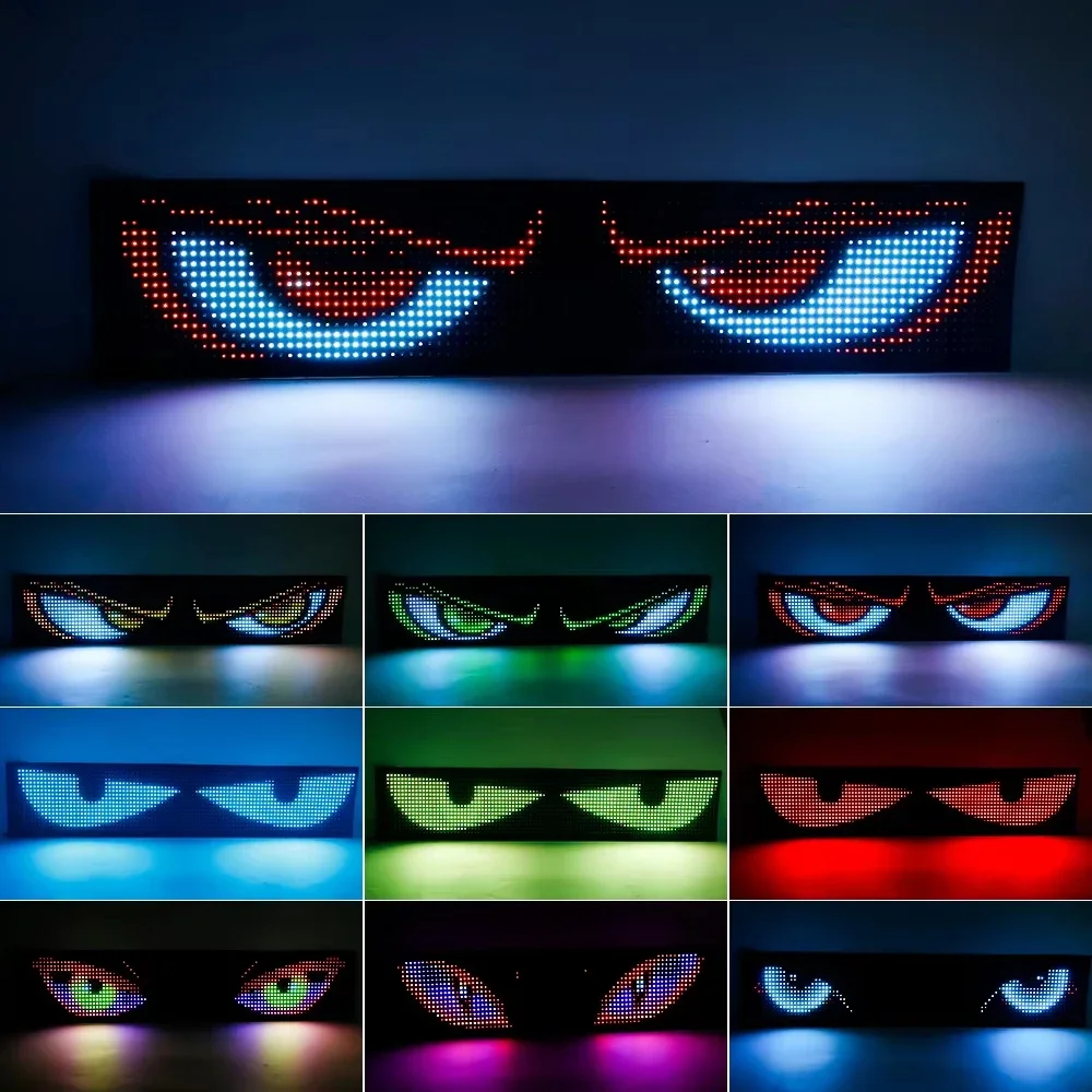 

Car LED Devil Eyes Matrix Display Light Programmable Scrolling Sign Screen APP Control Synchronize Multiple Use for Truck Lights