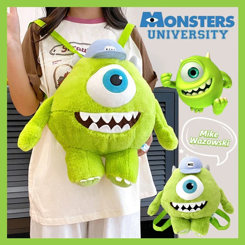 Disney Monsters University Backpack Cute Japanese Korean Plush Bag Mike Wazowski Backpack Schoolbag Cosplay Props Fashion Gifts