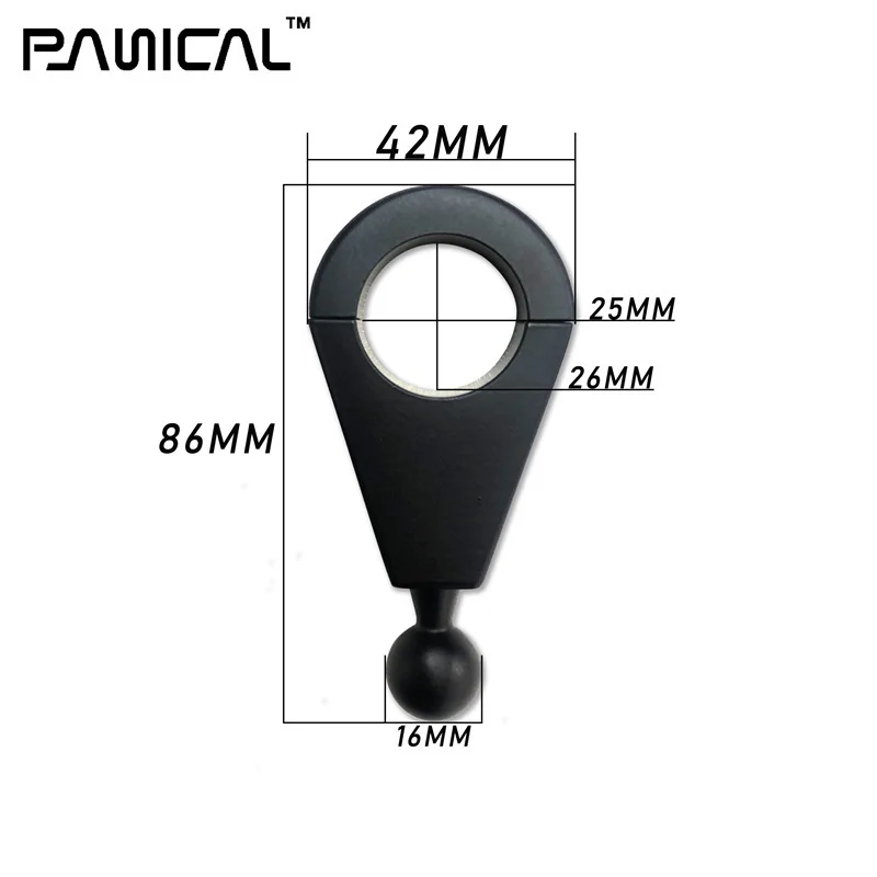 PANICAL 16mm Ball Head Handlebar Clip Clamp Mount Adapter Motorcycle Mobile Phone/GPS navigation Holder Clamp water cup holder