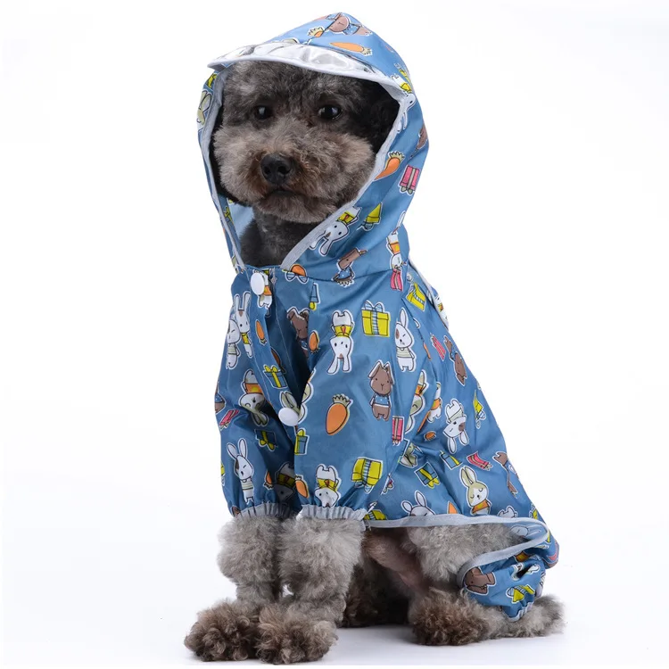 Dog raincoat four-legged waterproof all-inclusive clothes small and medium-sized dog poncho pet supplies