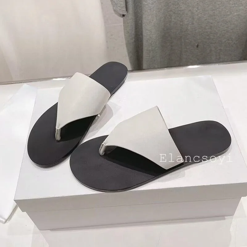 Flat Bottom Thick Soled Flip Flops Slippers Women Open Toed Genuine Leather Sandals Female Summer Outdoor Beach Vacation Shoes