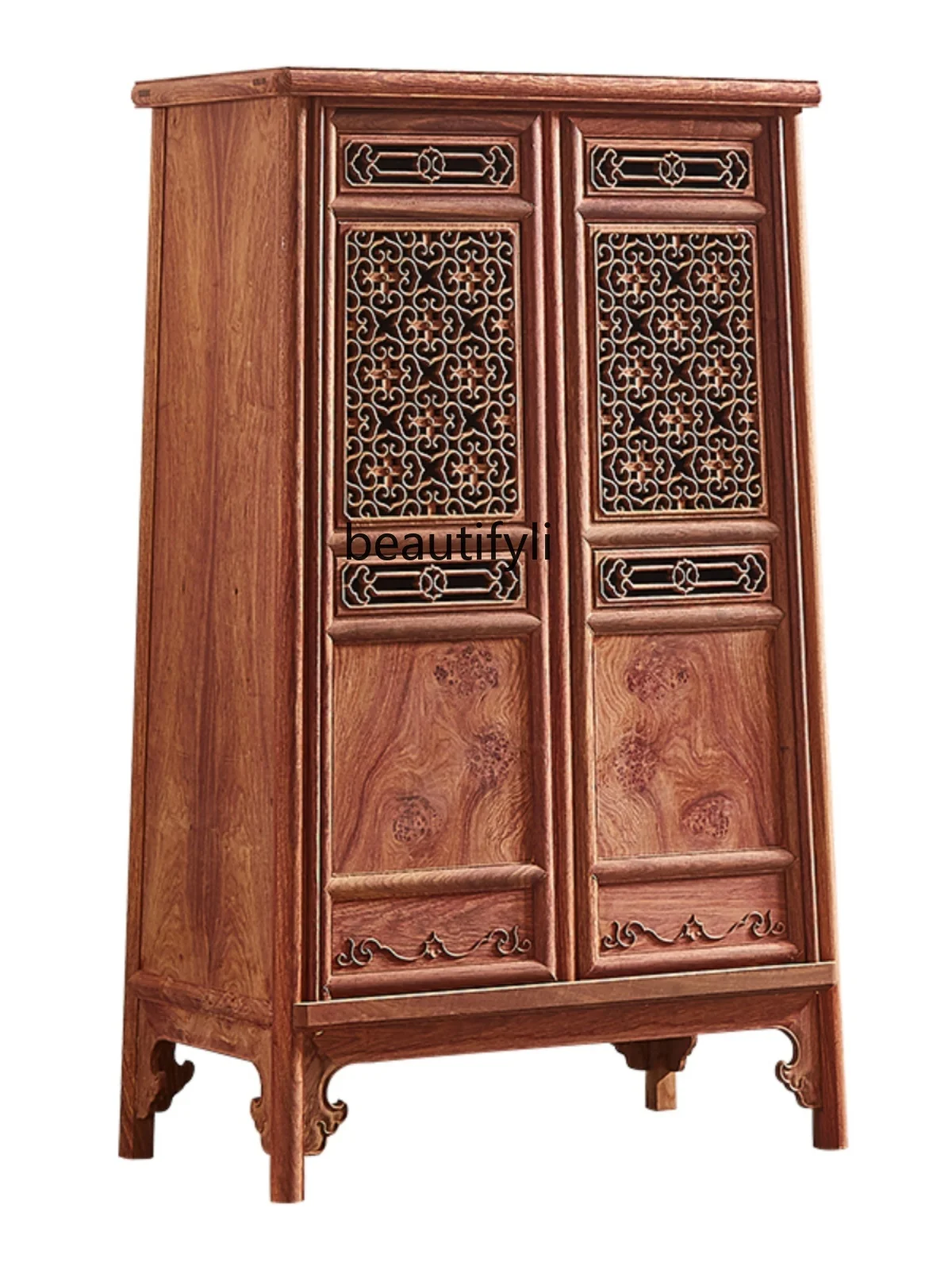 

Ming-Style Rounded Corner Cabinet Full Pterocarpus Erinaceus Poir. Rosewood Multi-Function Storage Cabinet Storage Cabinet