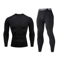 Winter Thermal Underwear Set Men's Sportswear Running Training Warm Base Layer Compression Tights Jogging Men's Gym MMA Suit