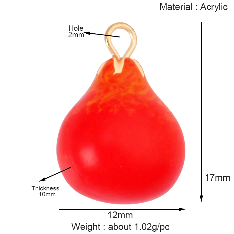 Arylic 3D Obst Erdbeere Traube Mango Durian Wassermelone Kirsche Granatapfel Charm Anhänger, Schmuck Halskette Armband Versorgung S18 – Detail 4