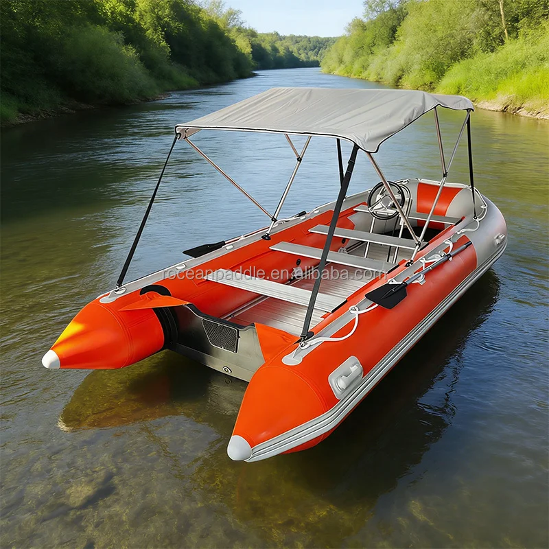 CE Certified 4.2m 4.5m 4.8m Inflatable Boat With Steering Console For Fishing