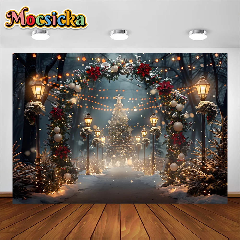Mocsicka Christmas Photography Background Winter Snow Xams Tree Party Decoration Family Portrait Studio Props Banner