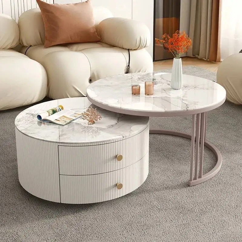 

Luxury Marble Coffee Table Tea Desk Nordic Folding Glass Table Dressing Couch Smart Mesa Auxiliar Salon Living Room Furniture