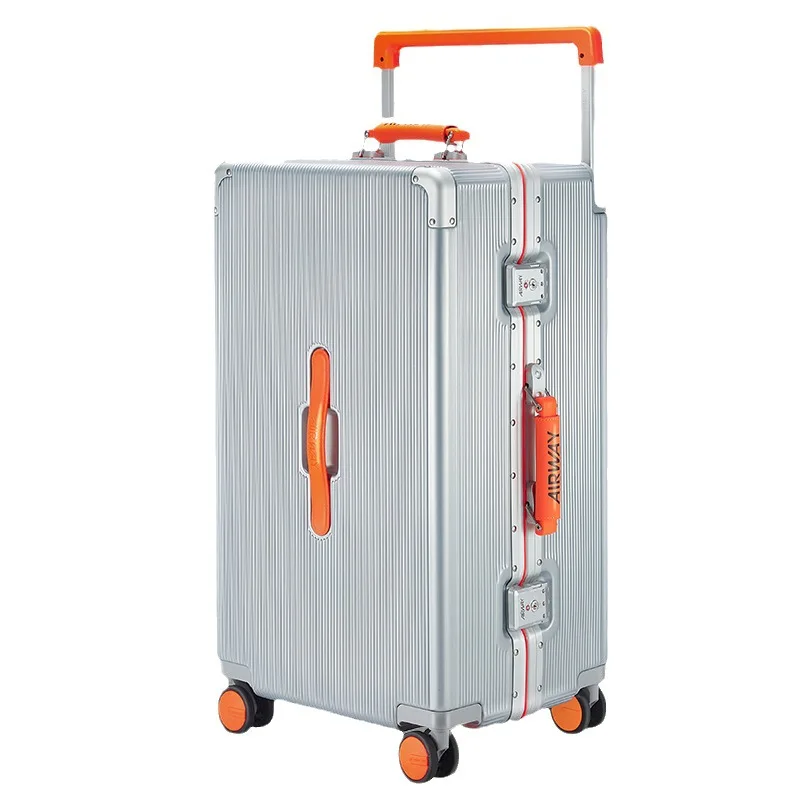 Thickened wide tie rod aluminum frame Metal frame businessLarge capacity luggage silent cardless wheel suitcase