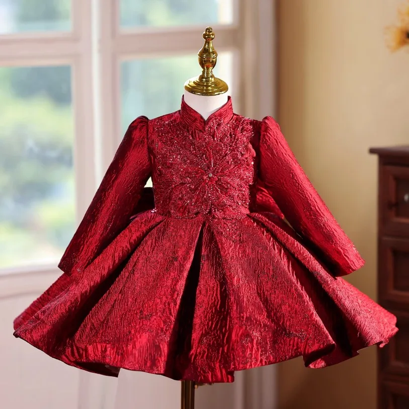 High-End Children's Princess Costume Host Piano Performance Birthday Party Dresses For Girls A4834 Vestidos Bridesmaid Dresses