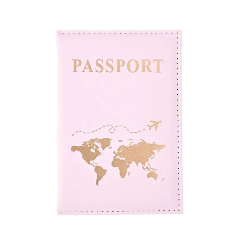 Women Men Travel Passport Holder Case Letter Print ID Card Passport Holder Wallet Clip Bags PU Leather Passport Protective Cover