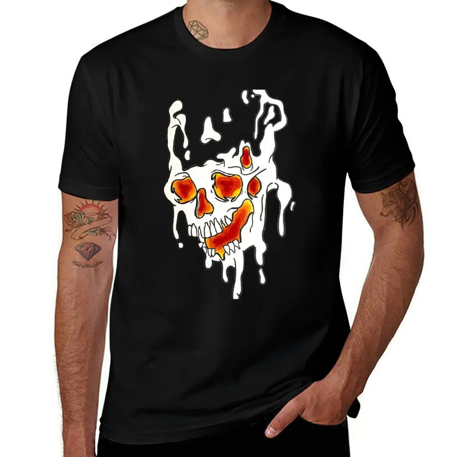 

Melting Fire Skull T-Shirt man t shirts graphic man t shirts for men T-Shirt