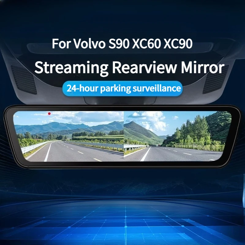 For Volvo S90 XC60 XC90 Dash Cam Stream Media Mirror Digital Signal HD Night Vision Monitoring Touch Screen Video Recorder