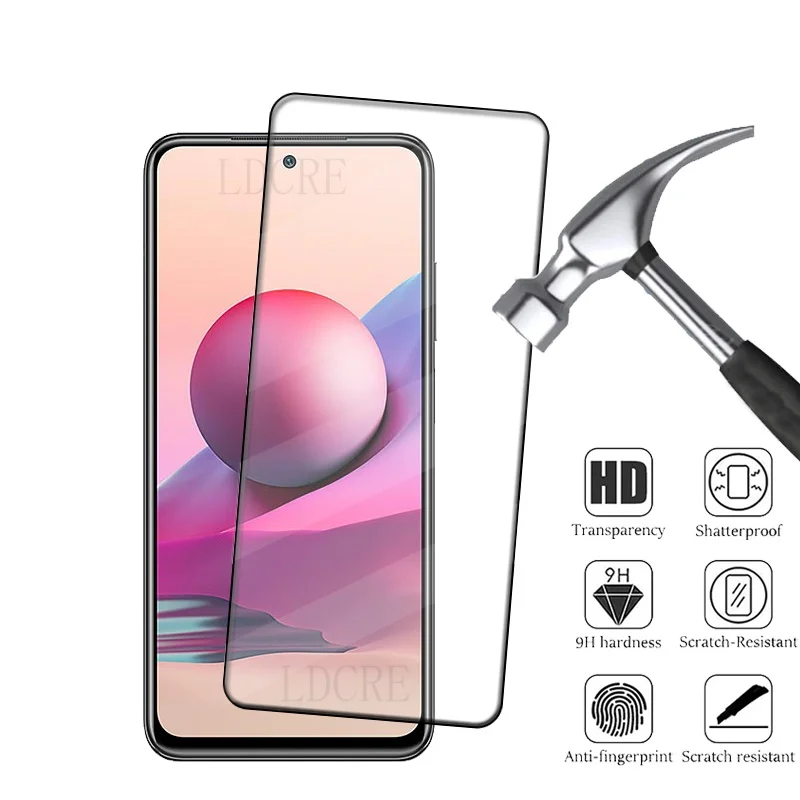 4Pcs For Xiaomi Redmi Note 10S Glass Redmi Note 10S Tempered Glass Full Cover Glue 9H for Screen Protector Redmi Note 10S 6.43"