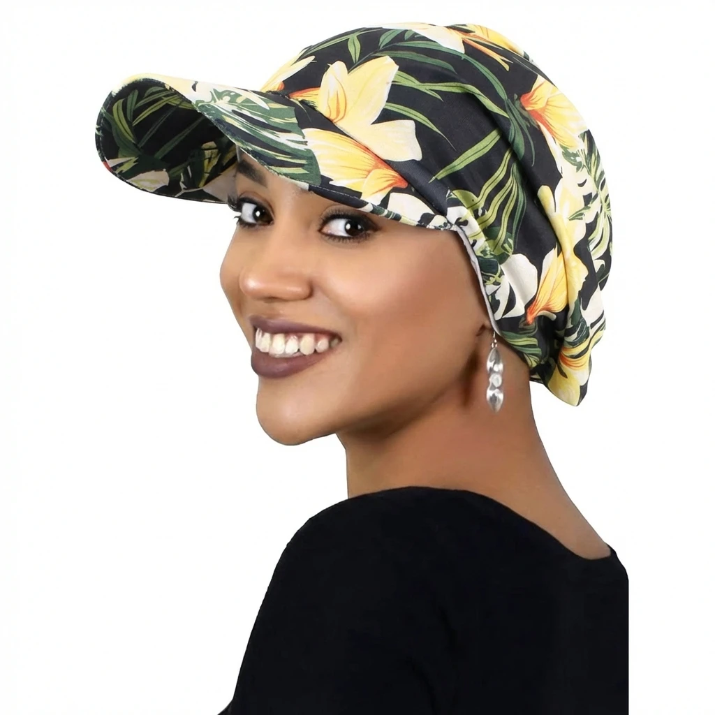 Women Stylish Baseball Caps Head Turban Hat with Visor Anti-UV Sun Protection Outdoor Head Wrap