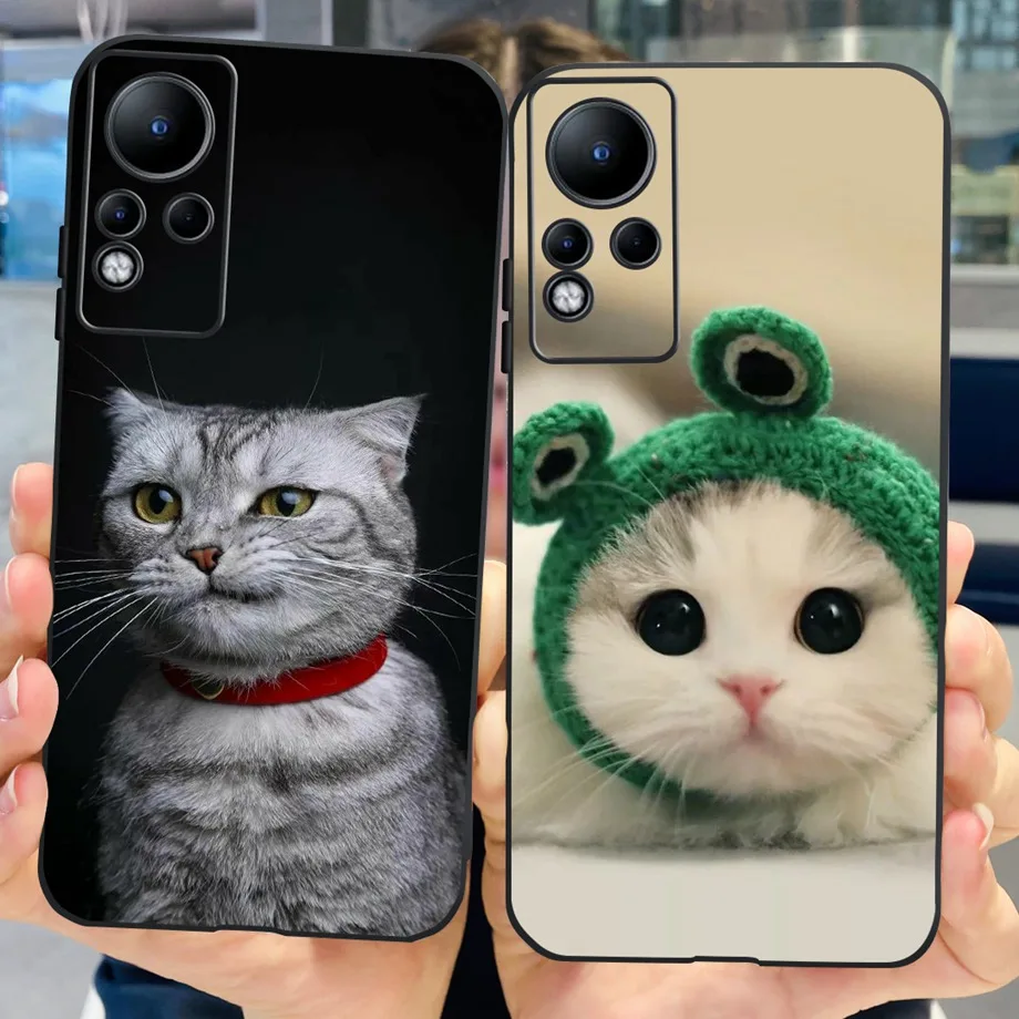 Lovely Cat Dinosaur Case For Infinxi Note 11 2021 X663 Bumper Infinix Note 12 2022 X663 G88 Cover Shell Black Soft Silicone Capa