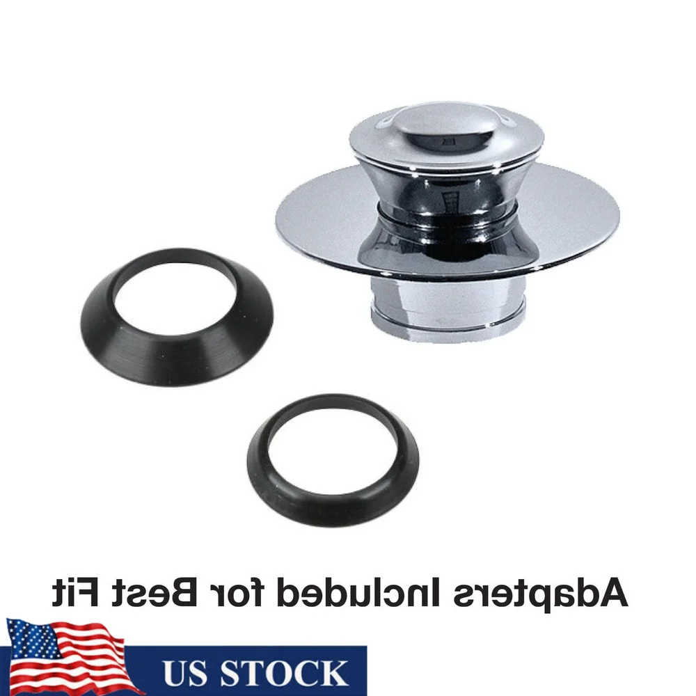 

EZ Drain Cover Metal Bathtub Stopper Touch Activated Easy Install Chrome Finish Durable Strainer Replacement Gasket Adapters