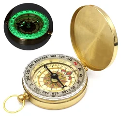 Compass for New Outdoor Camping Hiking Portable Pocket Brass Gold-Colored Copper Compass Navigation with Noctilucence Display