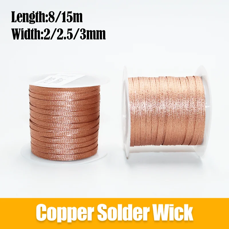 

8/15M Length Copper Welding Wire Desoldering Mesh Braid Point Solder Remove Repair Tool for Soldering Printed Circuit Board