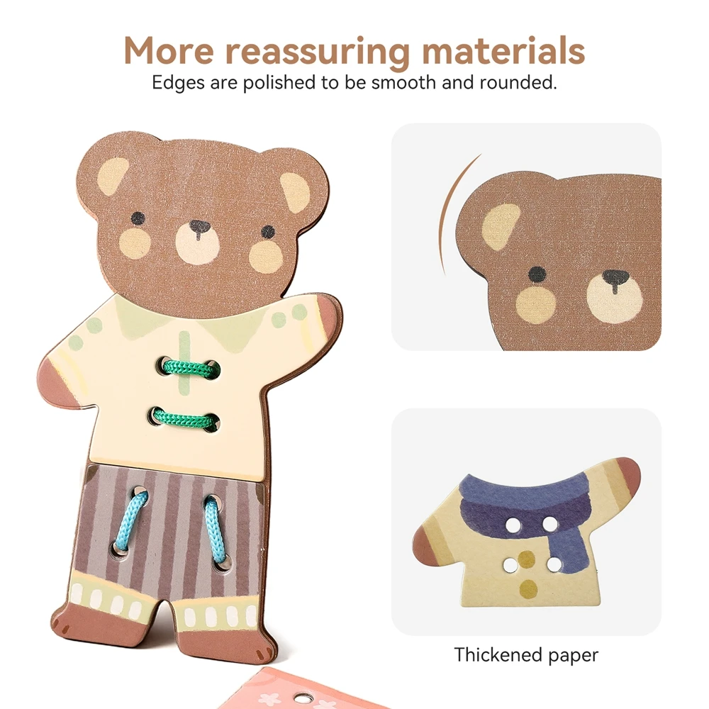 Giocattoli per infilare in legno Giocattoli educativi per la prima infanzia per bambini Giocattolo per lo sviluppo delle abilità motorie fini con dita del bambino Giocattolo Montessori Regalo per bambini